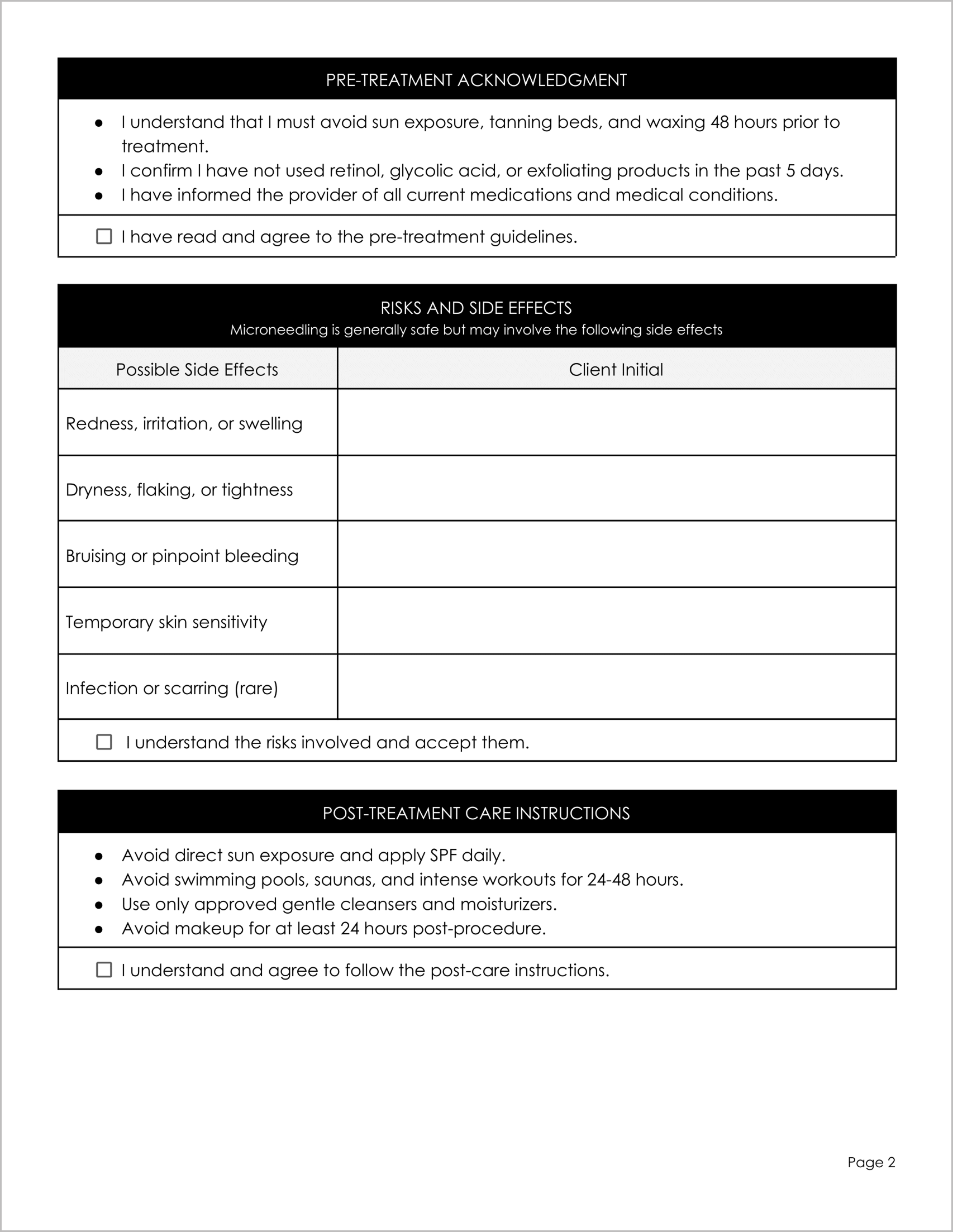 Free Microneedling Consent Form Template