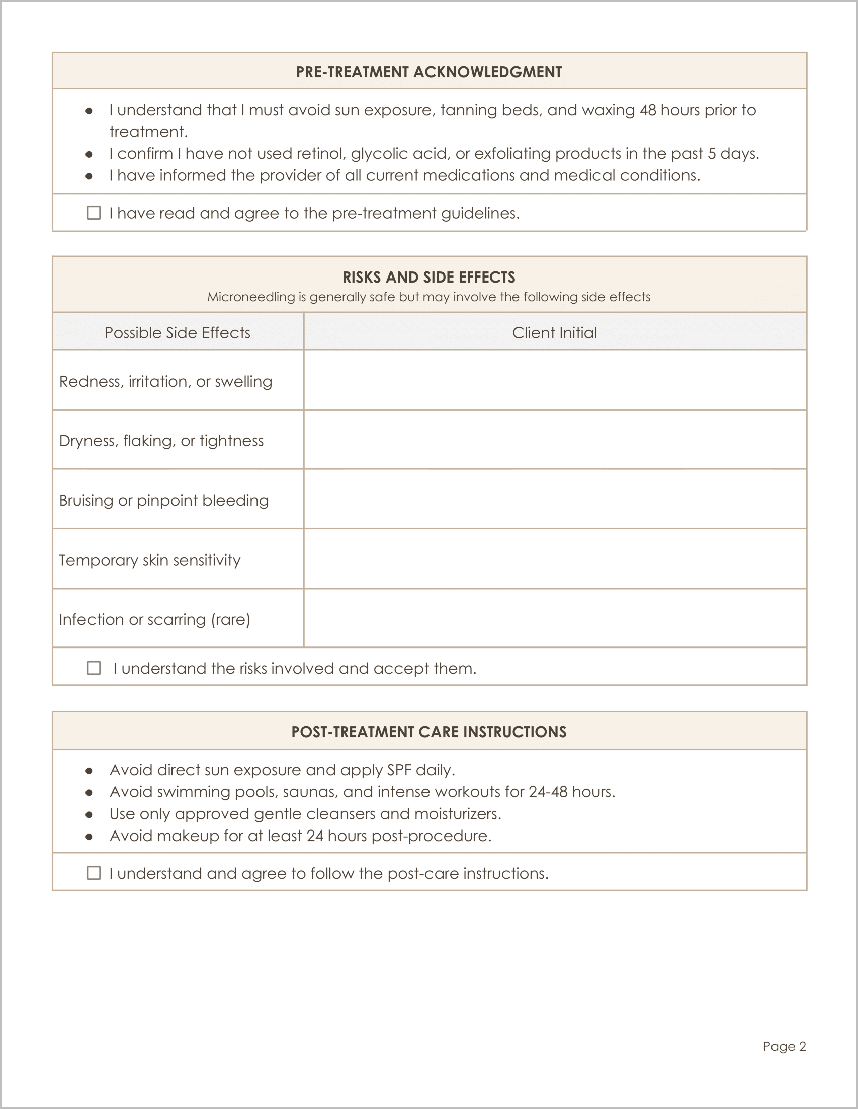 Free Microneedling Consent Form Template