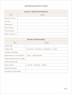 Free Job Requisition Form Template