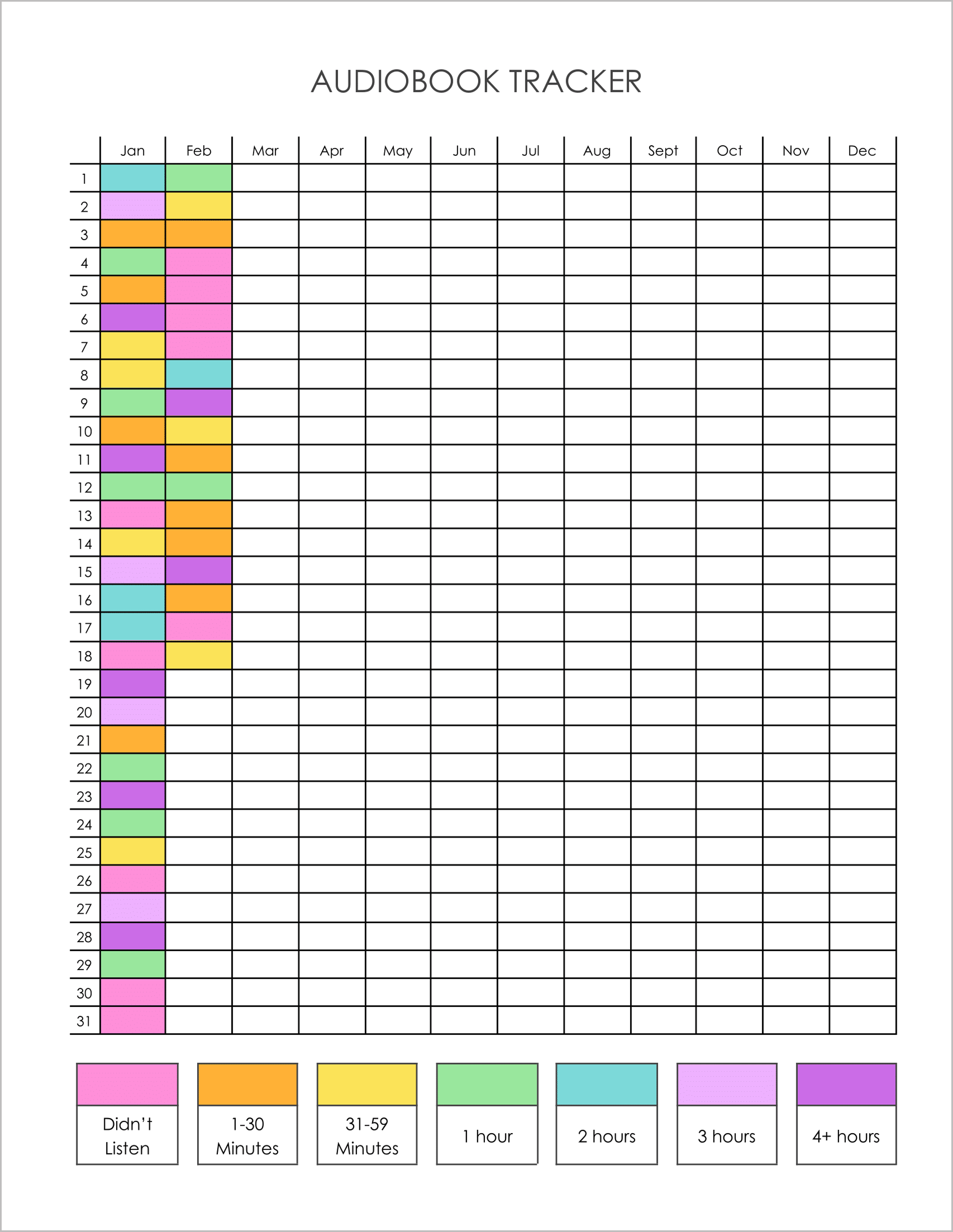 Free Printable Audiobook Tracker