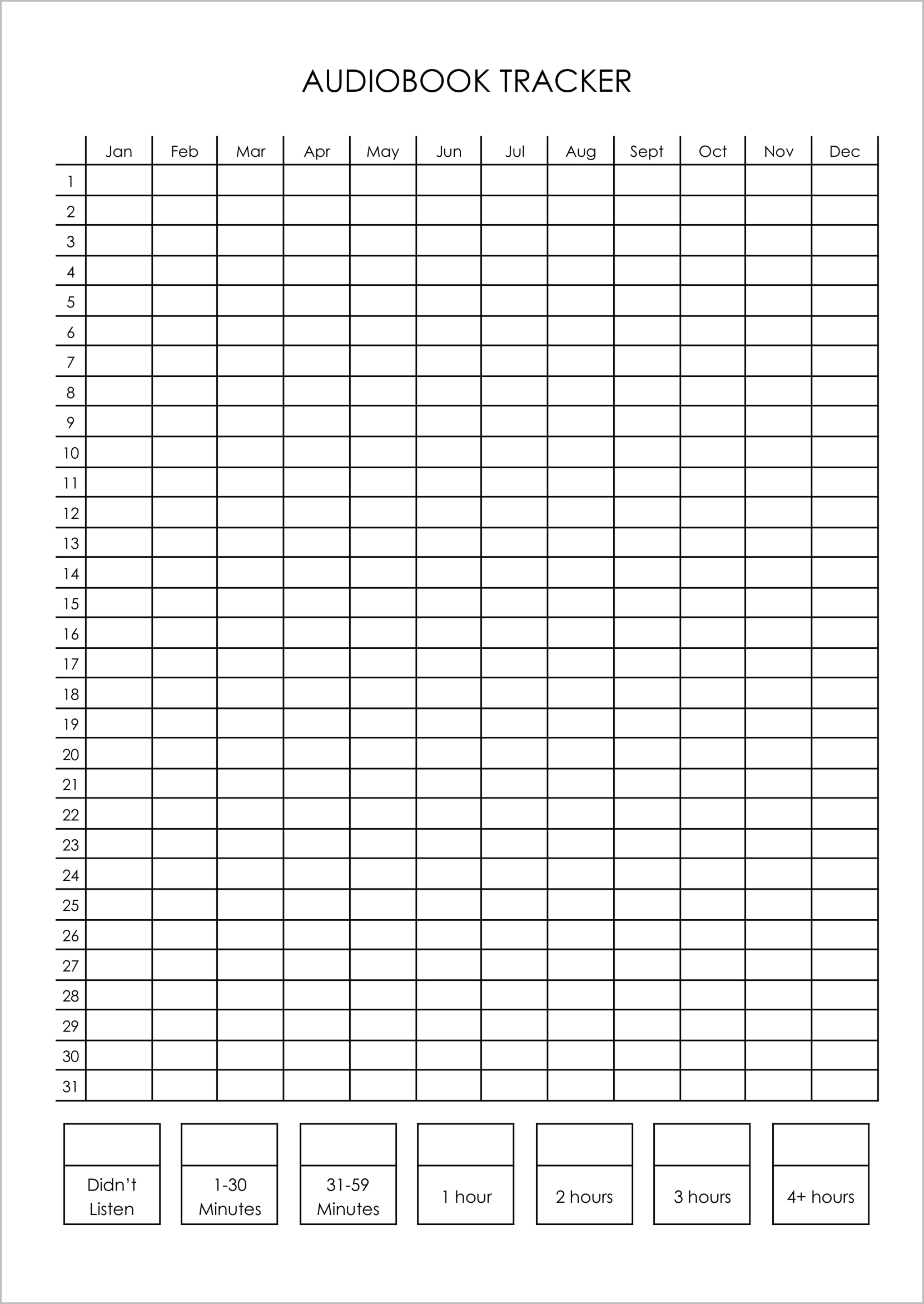 Free Printable Audiobook Tracker