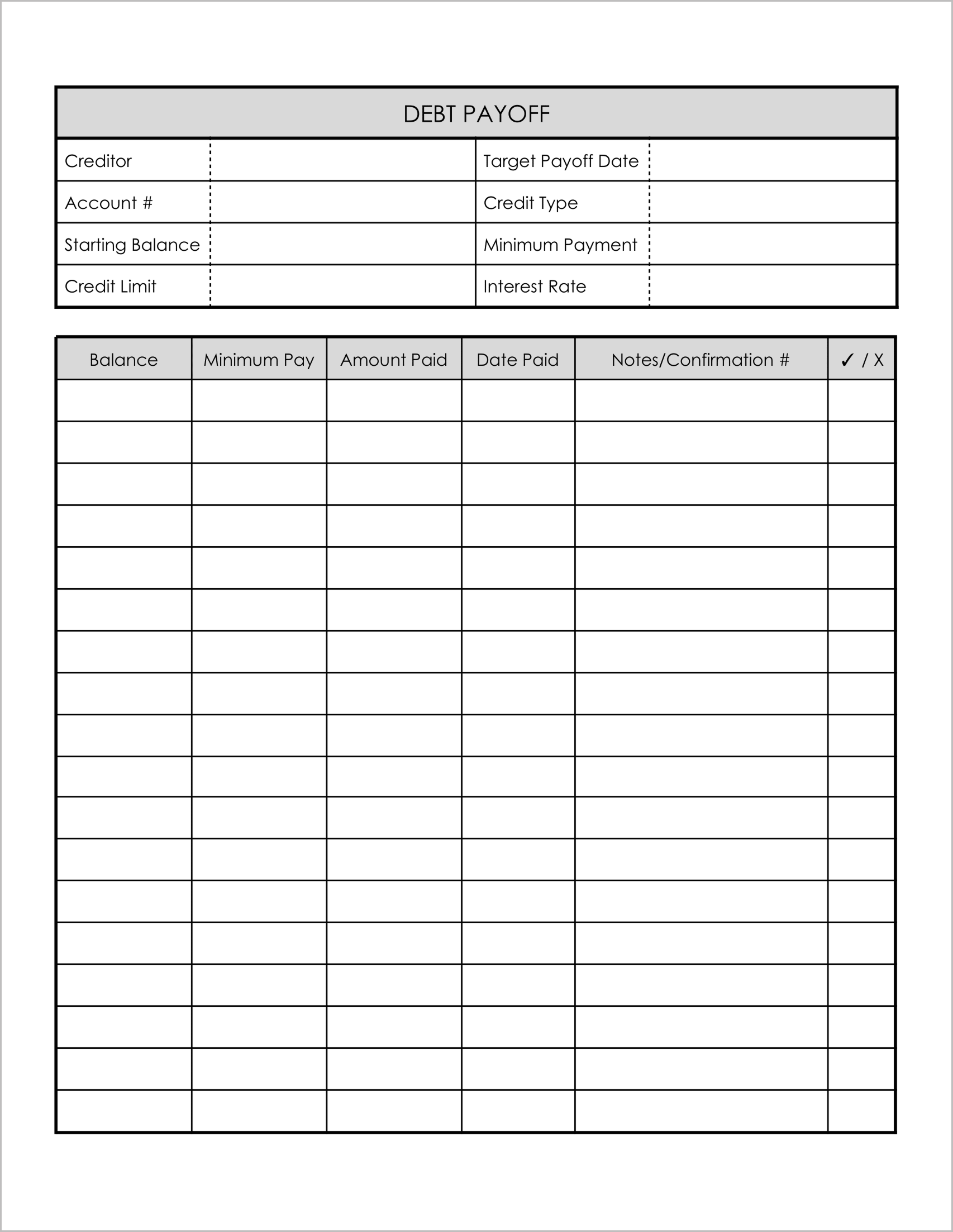 Free Printable Debt Payoff Planners