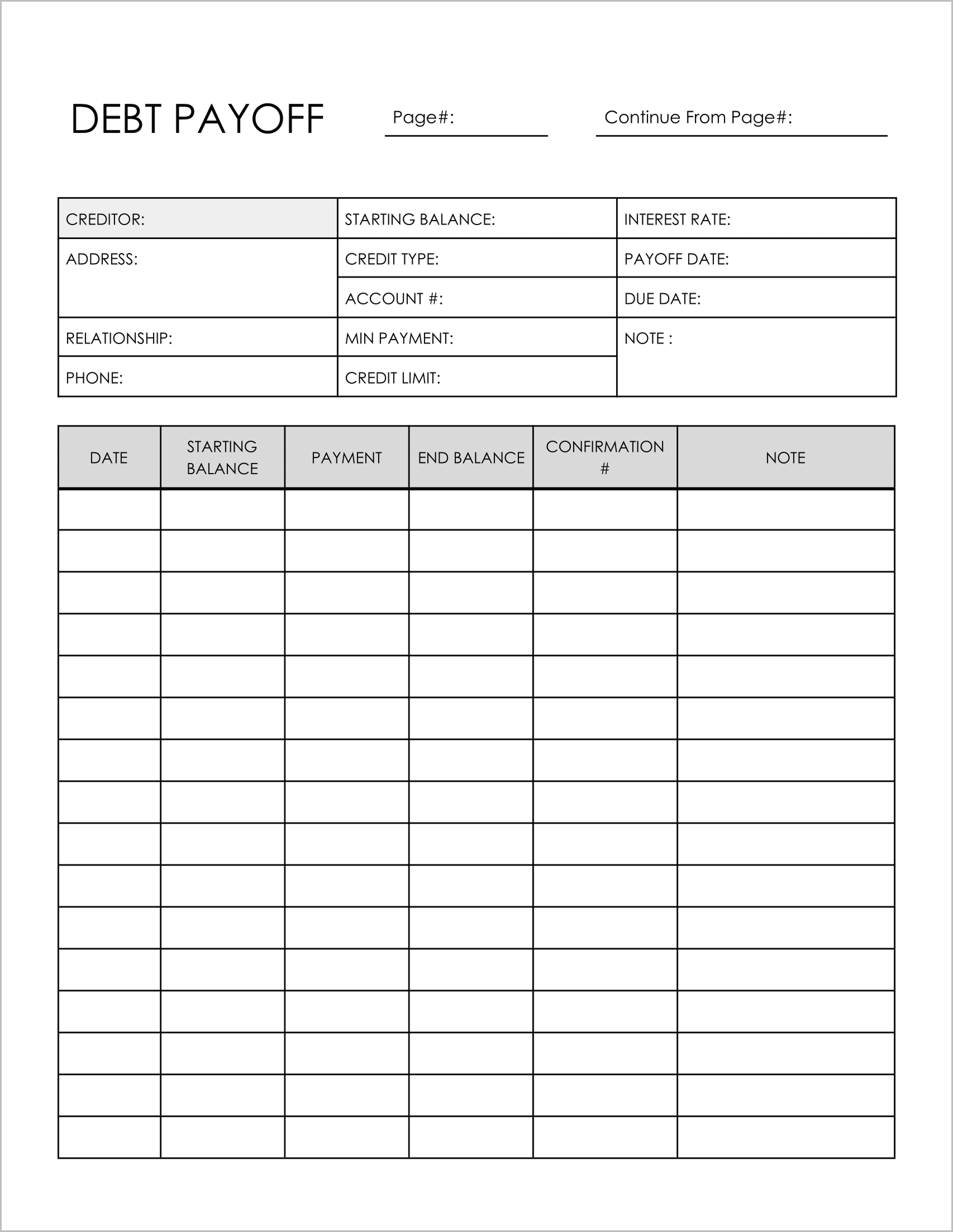 Free Printable Debt Payoff Planners