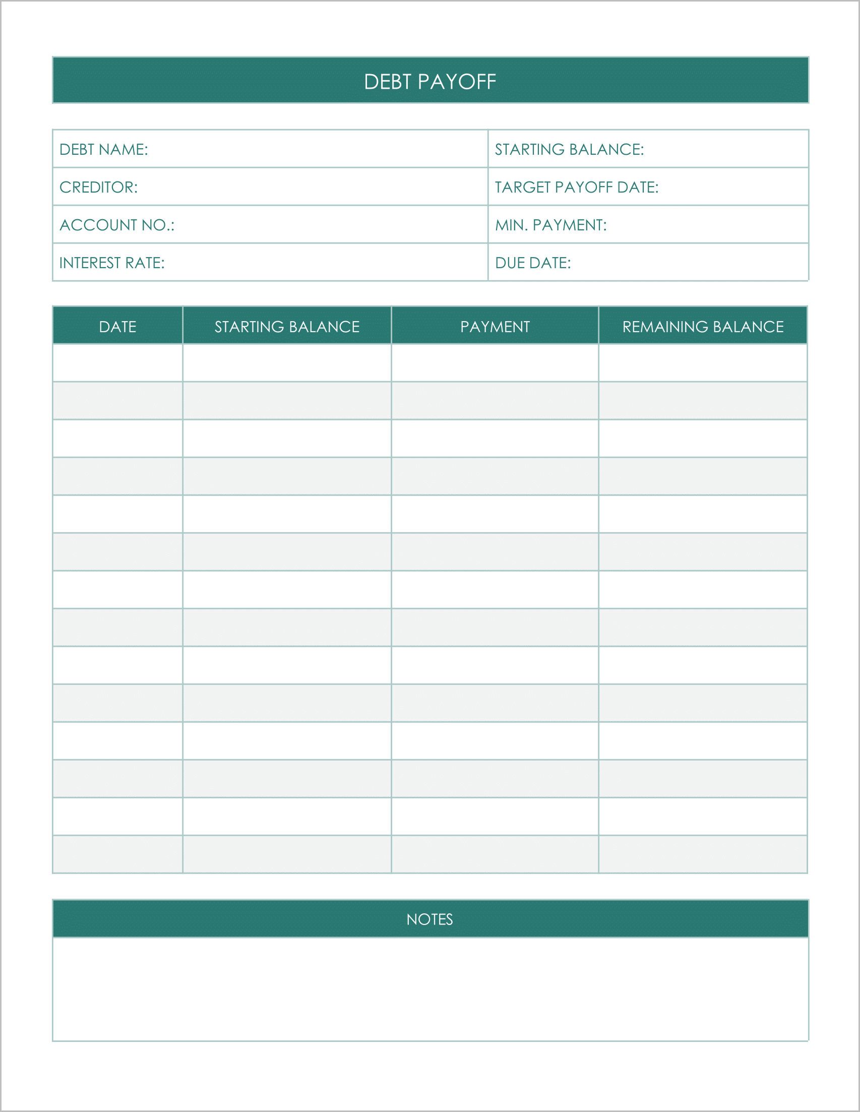 Free Printable Debt Payoff Planners