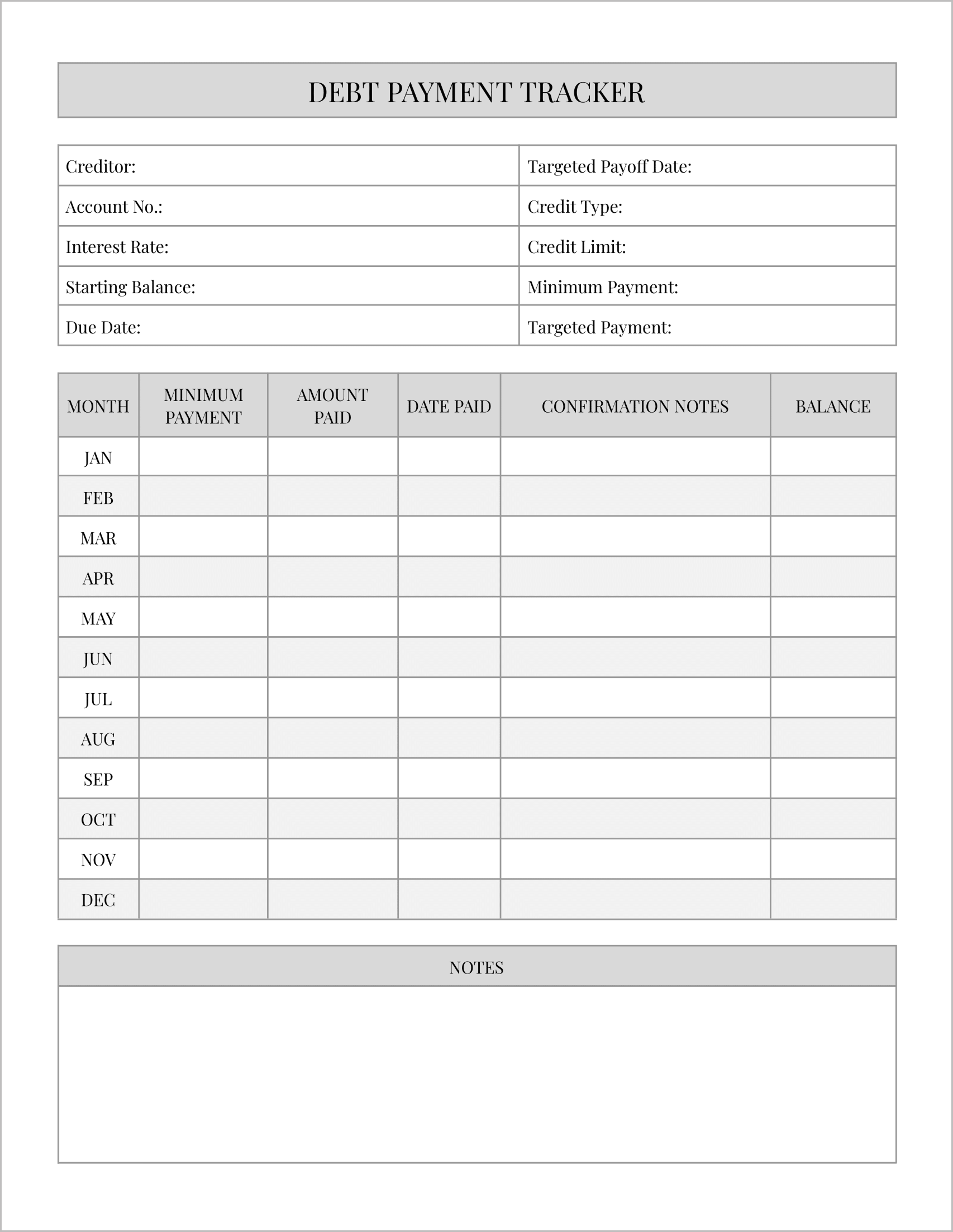 Free Printable Debt Payoff Planners