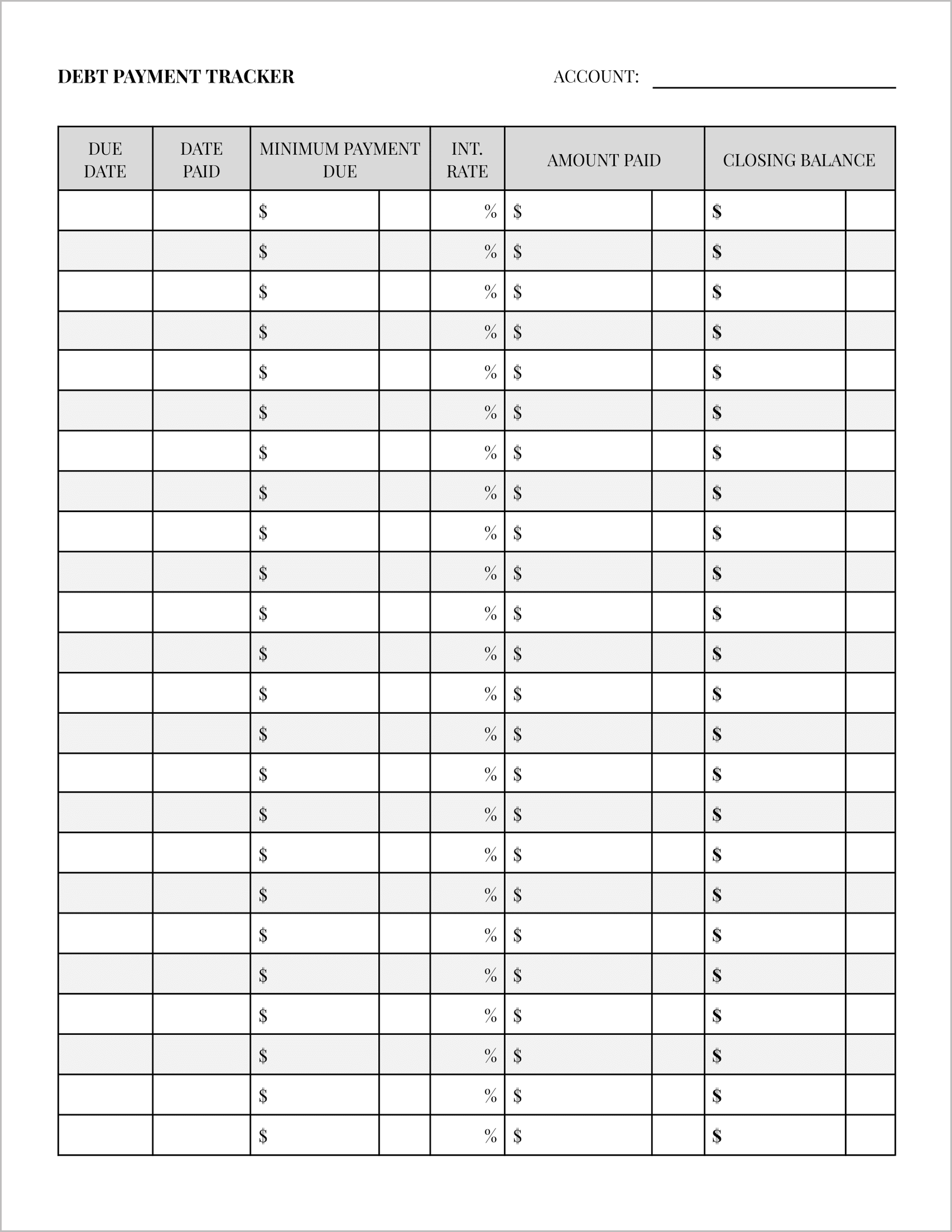 Free Printable Debt Payoff Planners