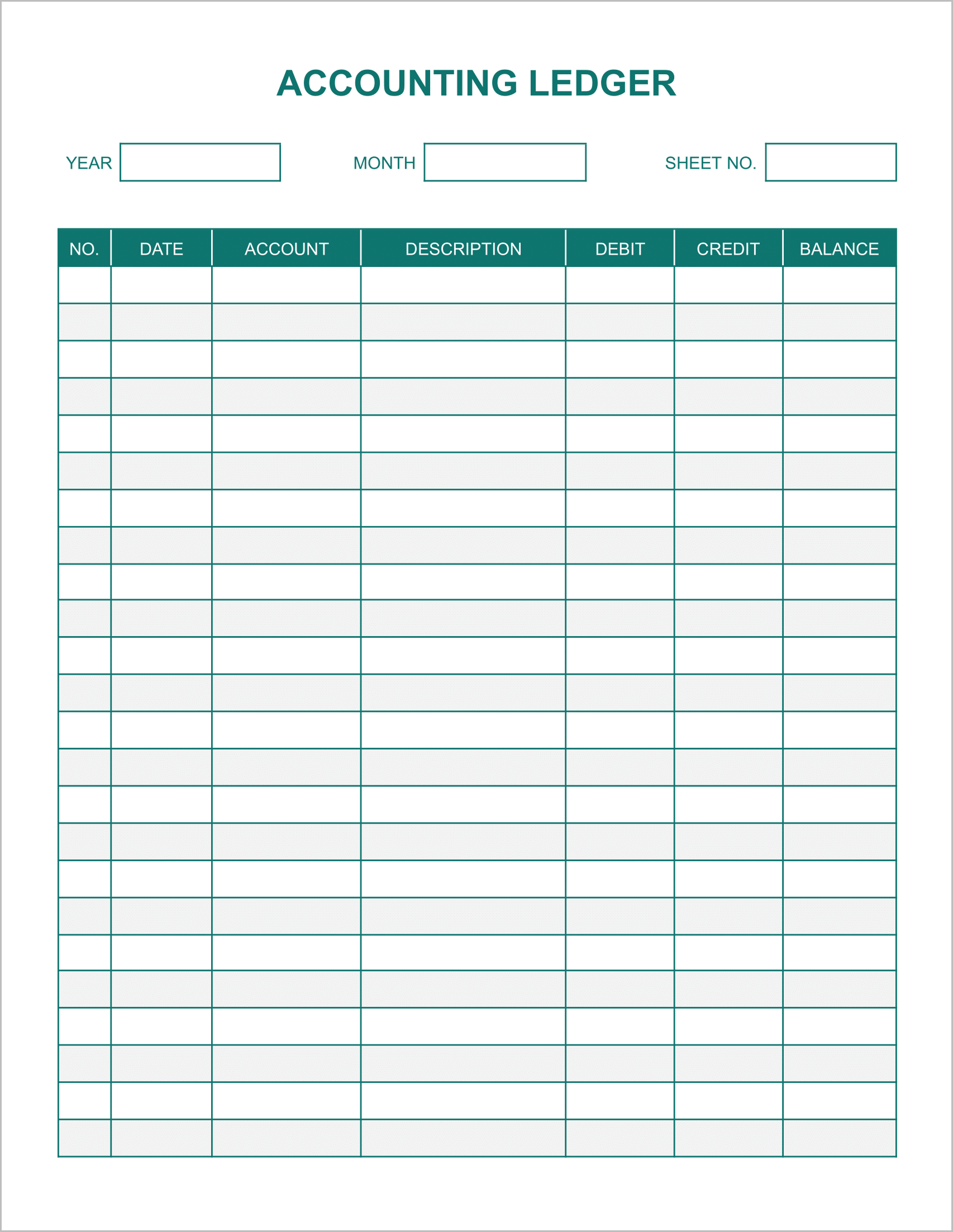 Free Printable Ledger Templates