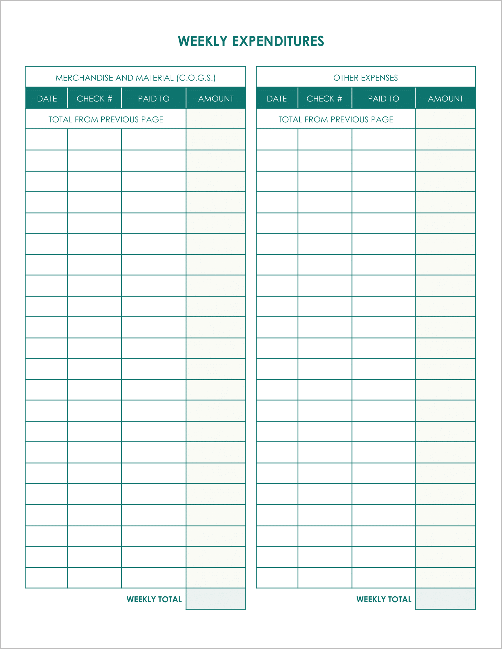 Free Printable Ledger Templates