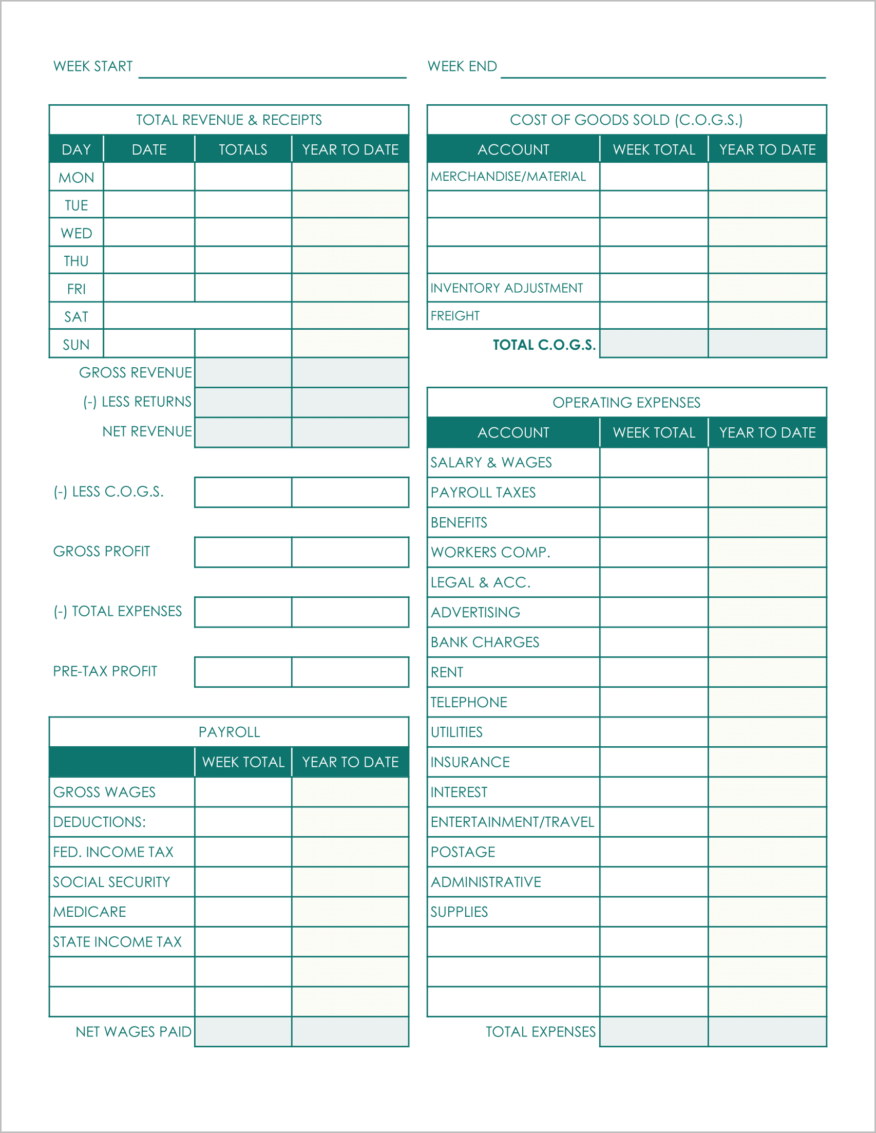 Free Printable Ledger Templates