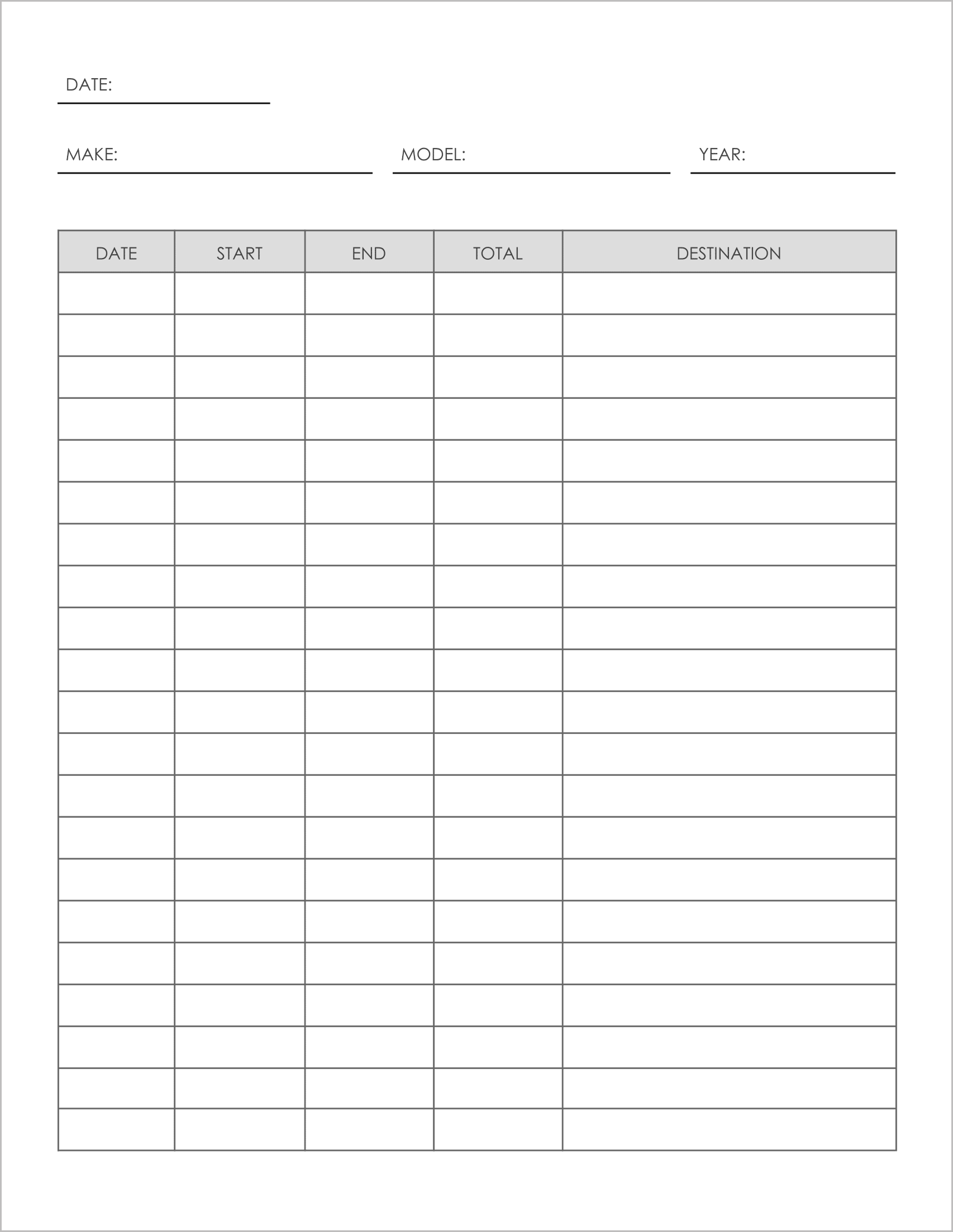 Free Mileage Log Templates