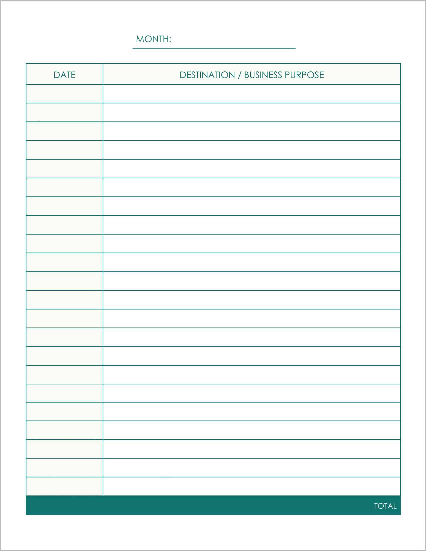 Free Mileage Log Templates