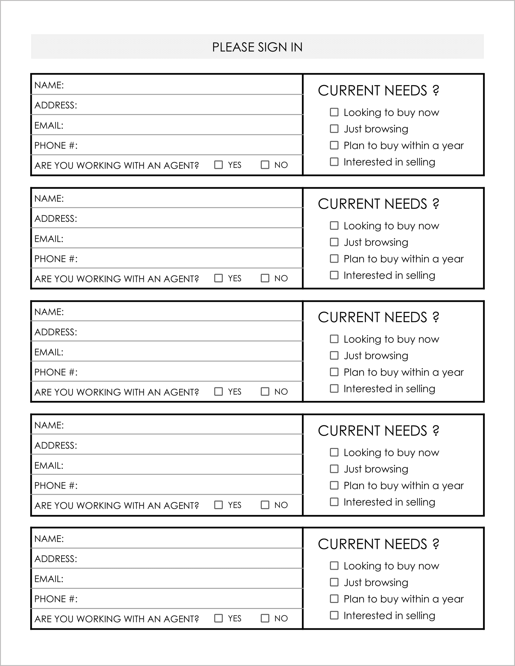 Free Open House Sign In Sheet Templates