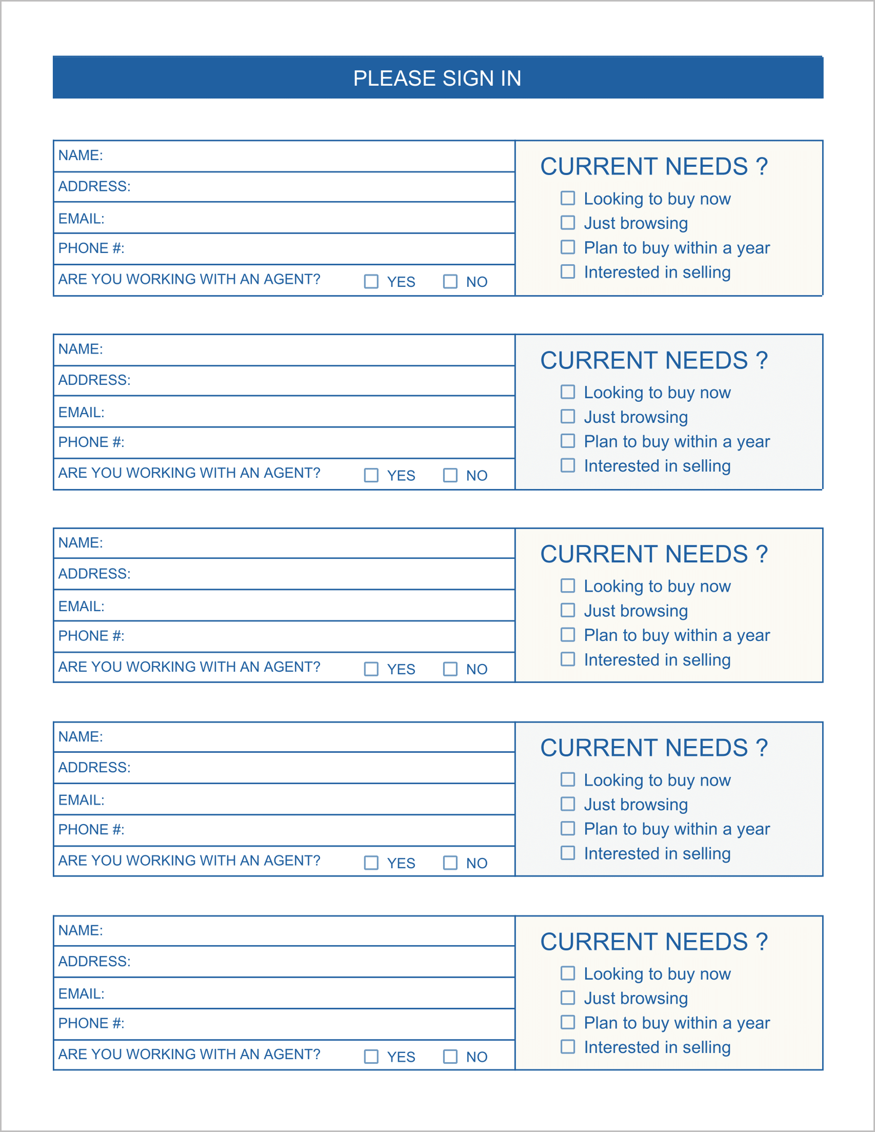 Free Open House Sign In Sheet Templates