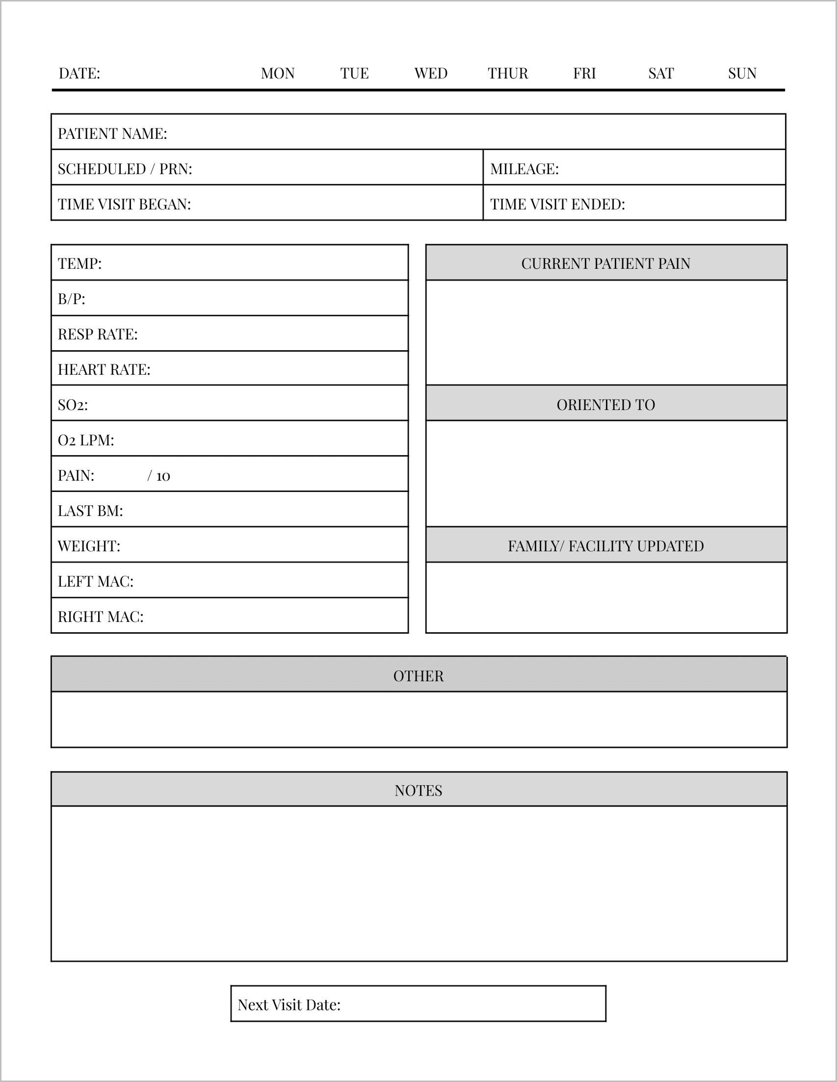 Free Printable Patient Visit Note Templates-5