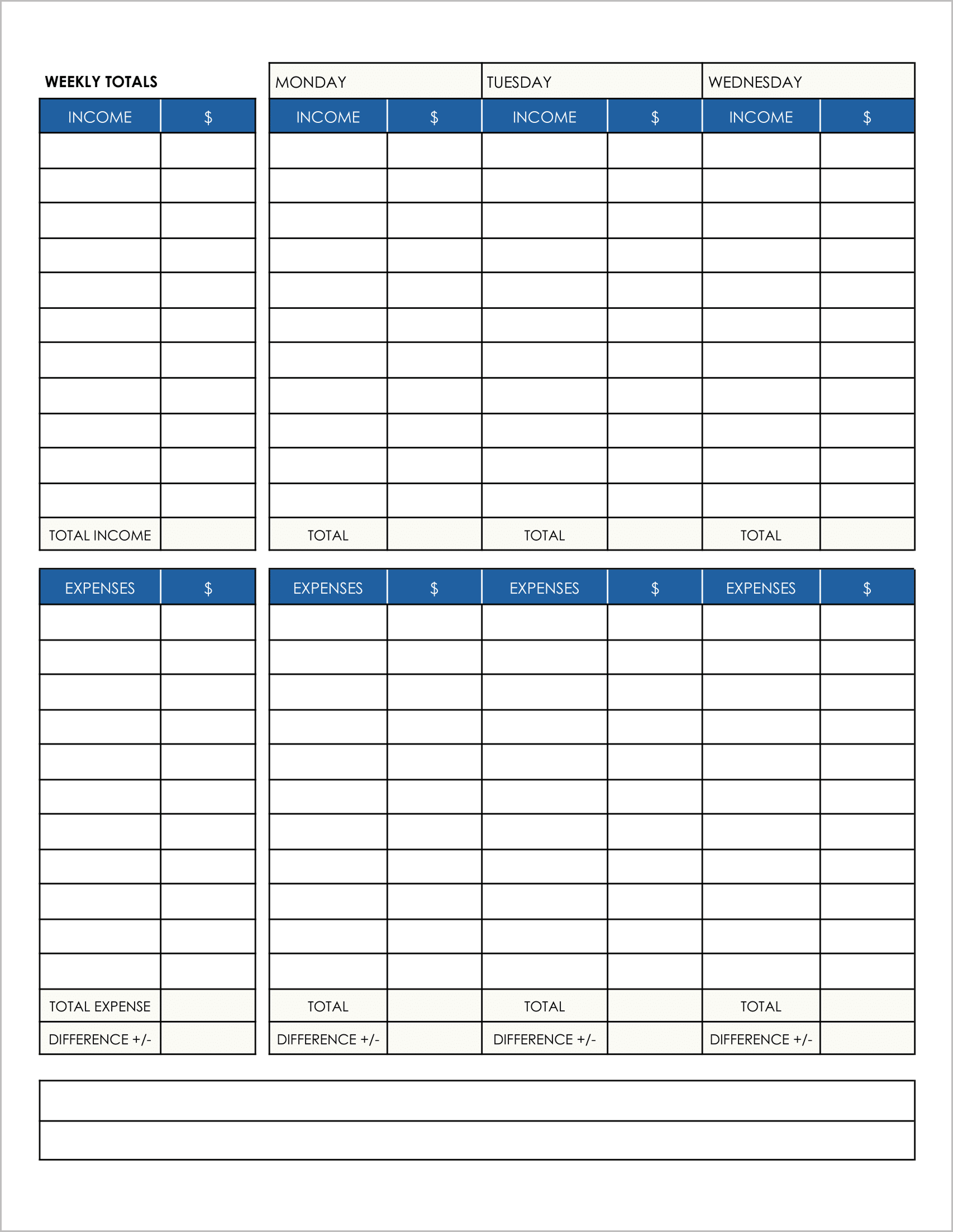 5 Free Printable Income and Expense Logs