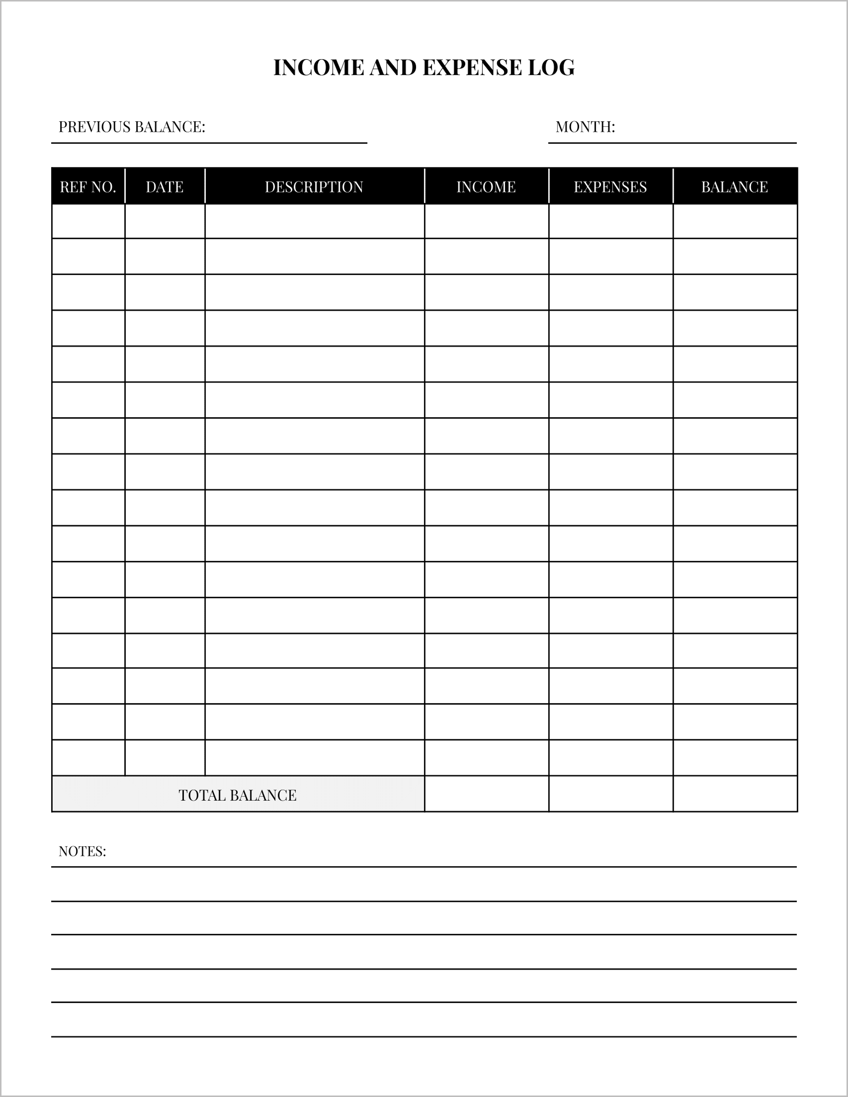 5 Free Printable Income and Expense Logs