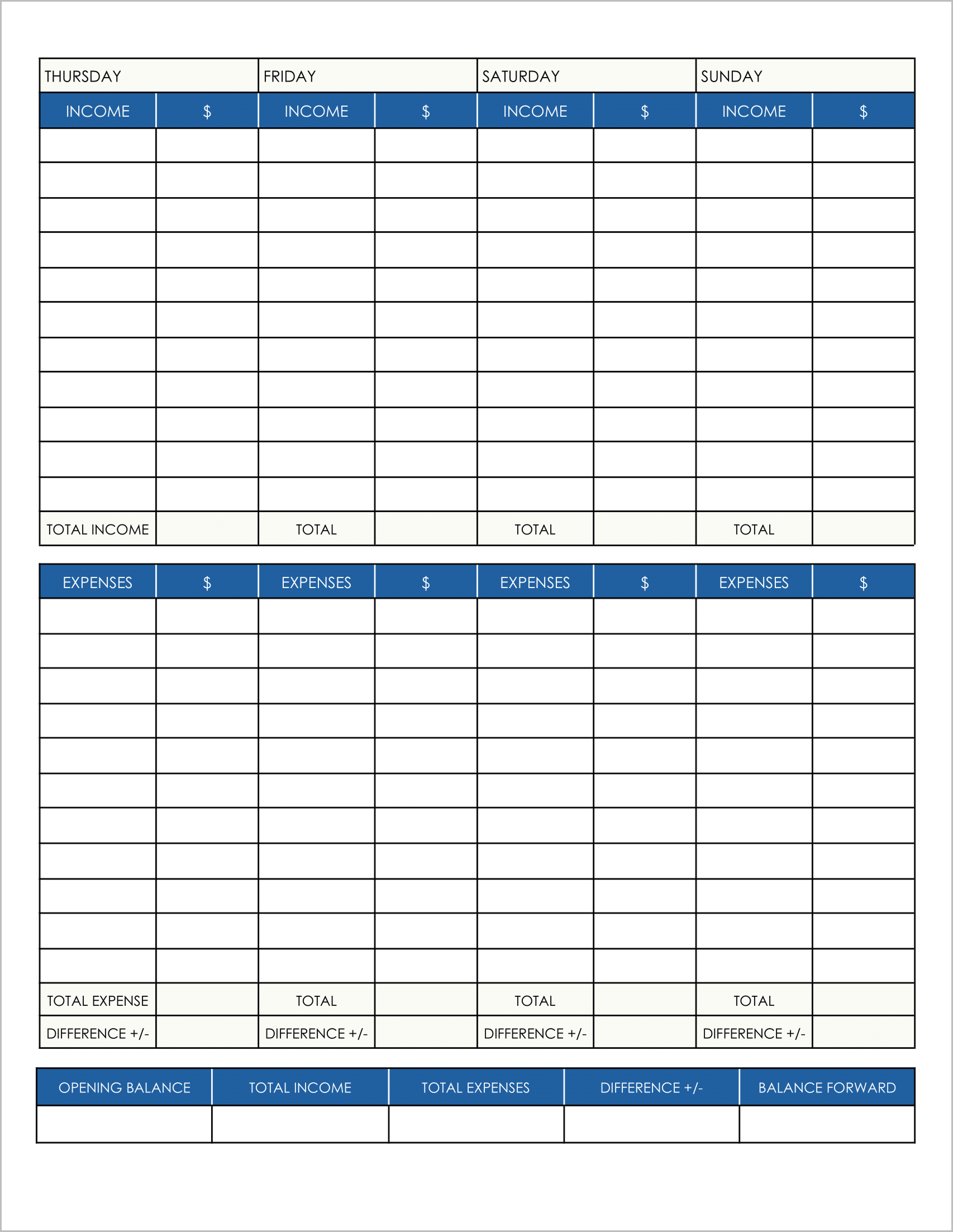 5 Free Printable Income and Expense Logs