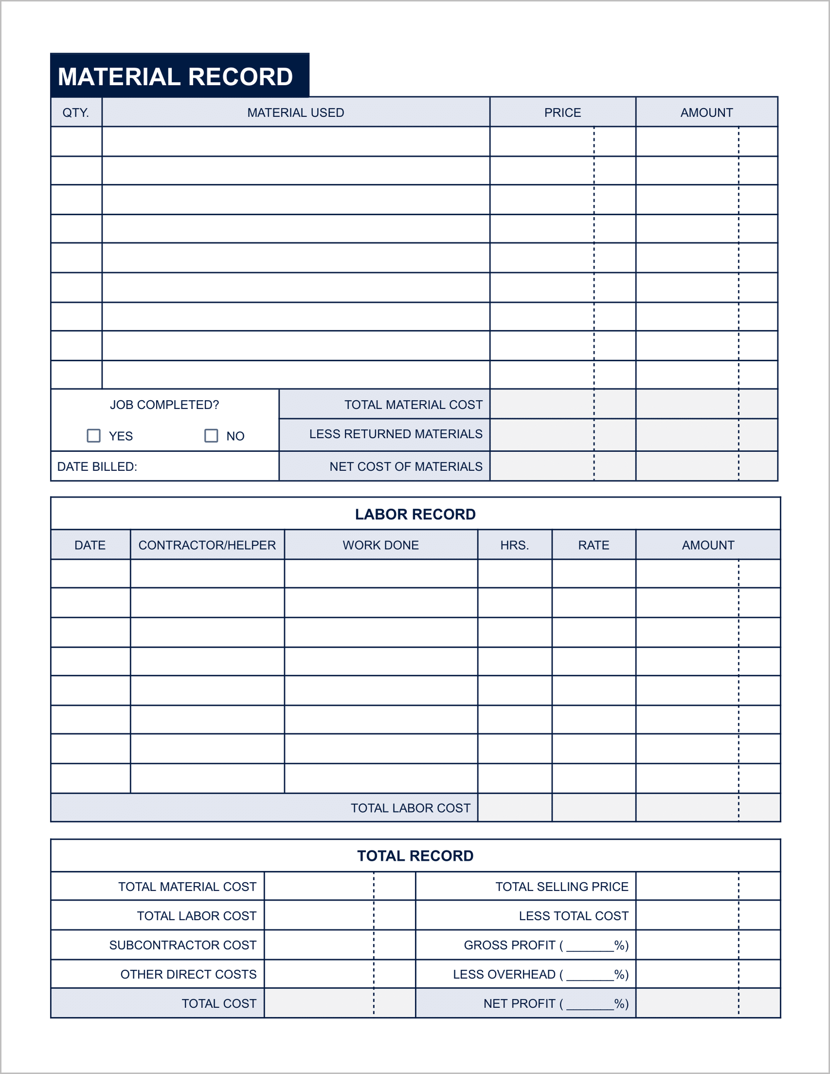 Free Job Work Order Templates