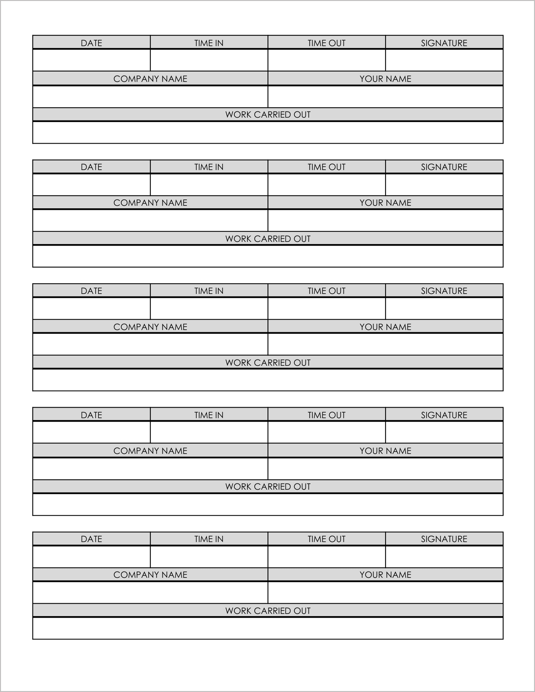 5 Free Contractors Signing In and Out Log Templates