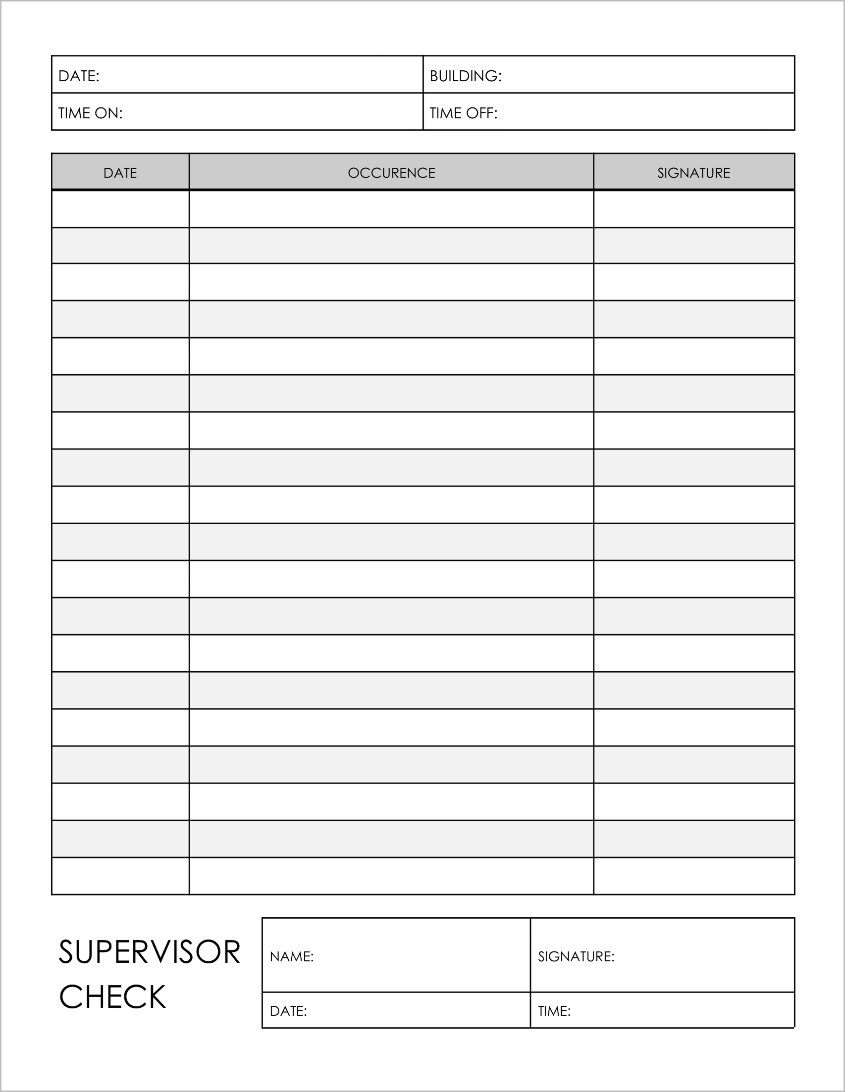 5 Free Daily Occurrence Log Templates 