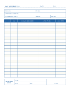 5 Free Daily Occurrence Log Templates