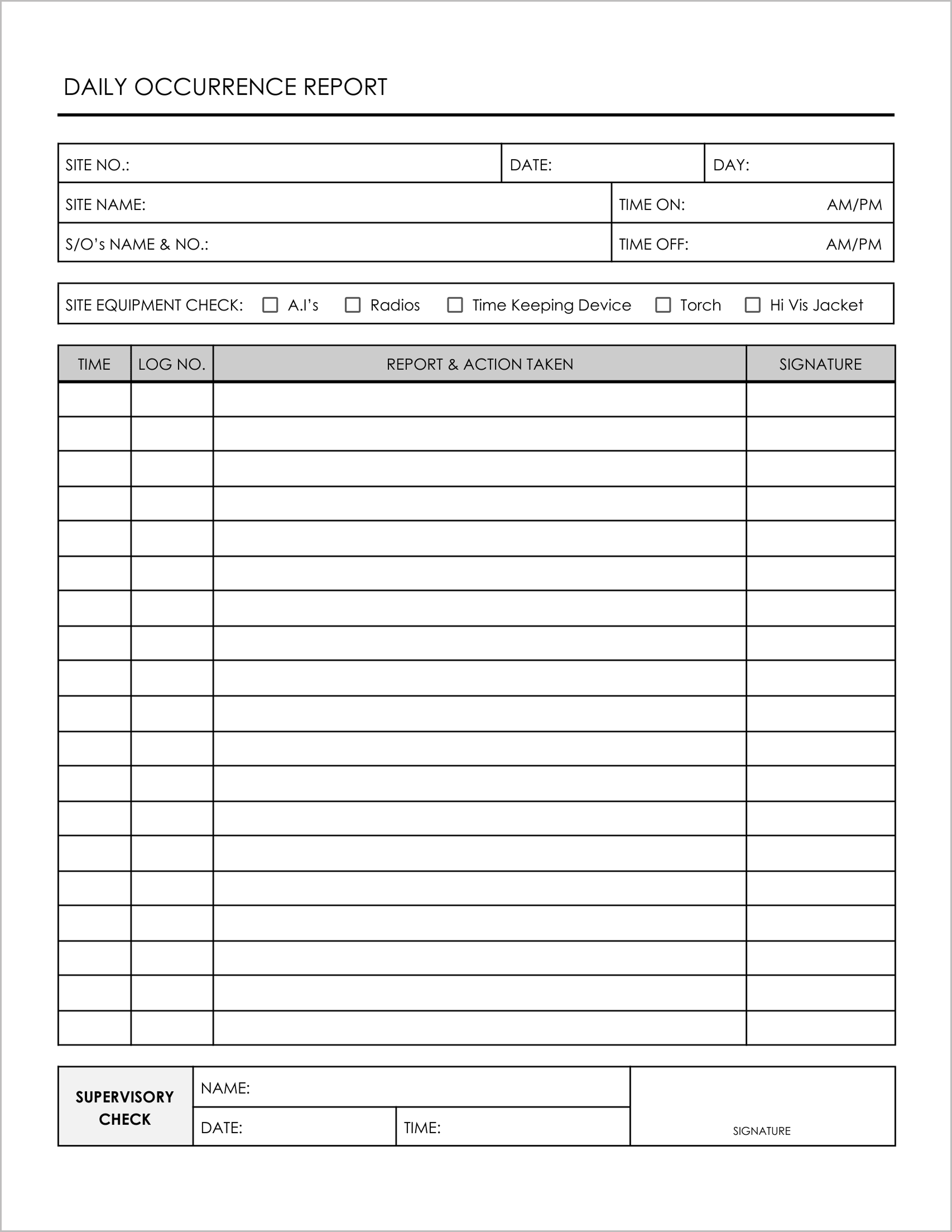 5 Free Daily Occurrence Log Templates 