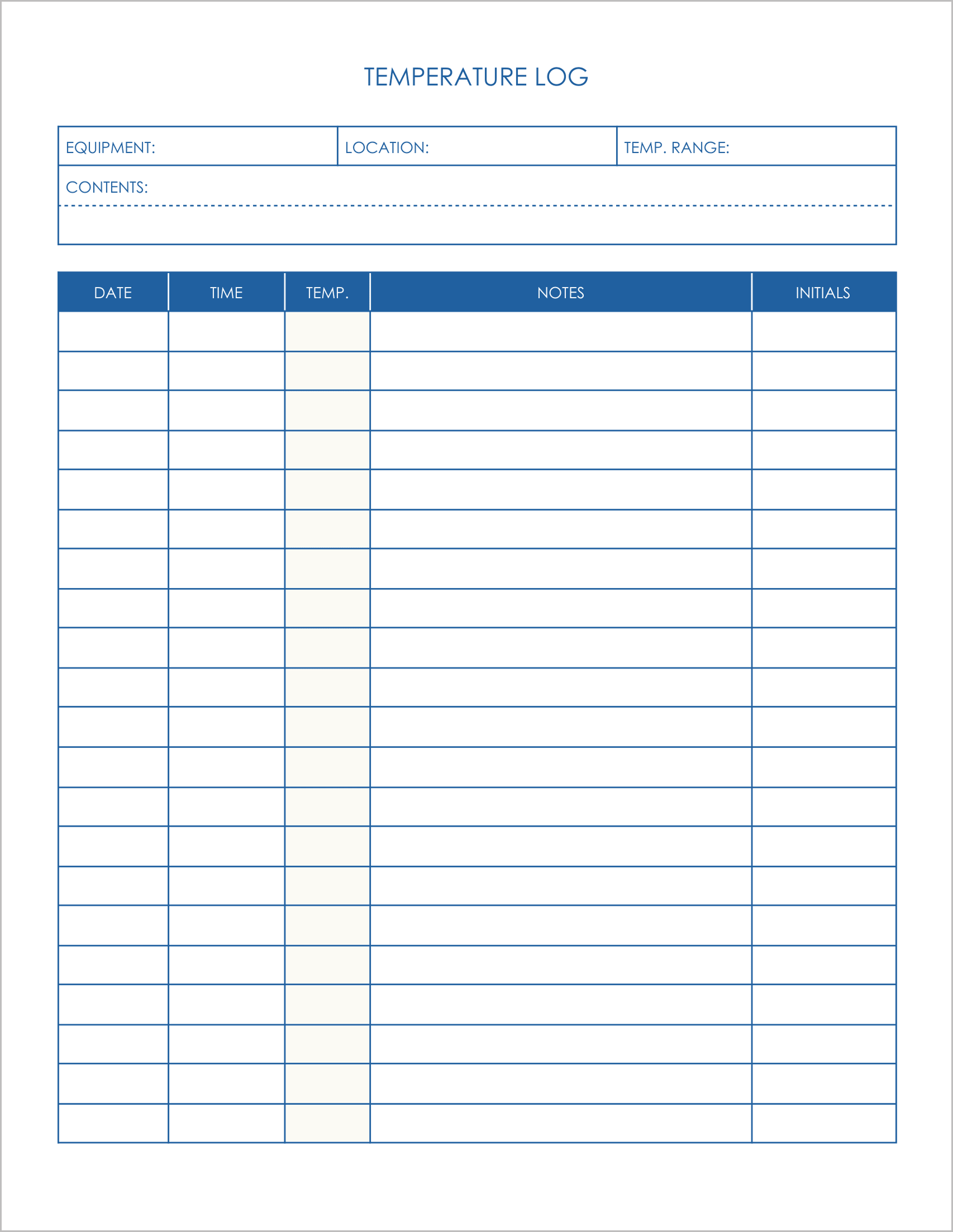 5 Free Fridge Temperature Log Templates