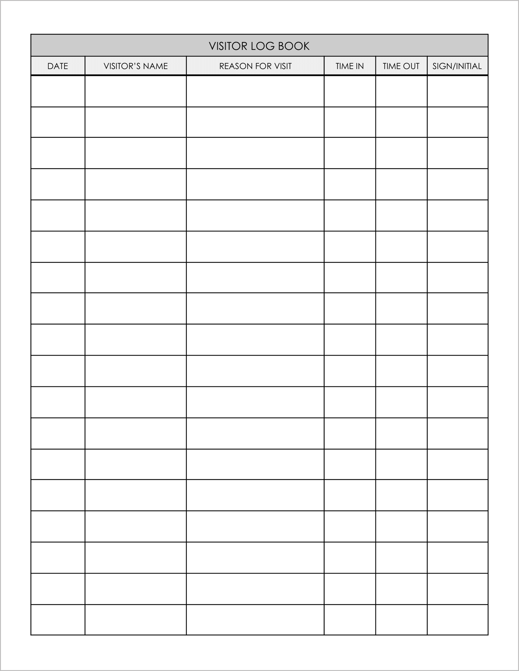 5 Free Visitor Log Templates