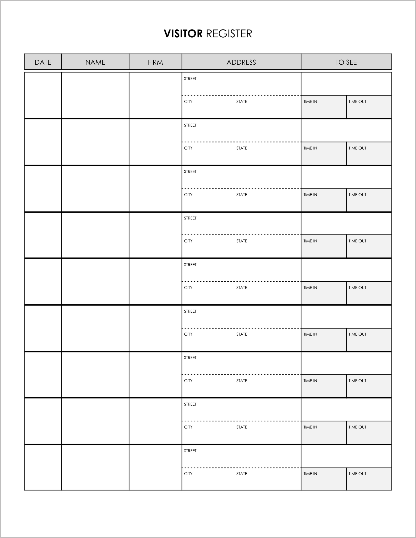 5 Free Visitor Log Templates