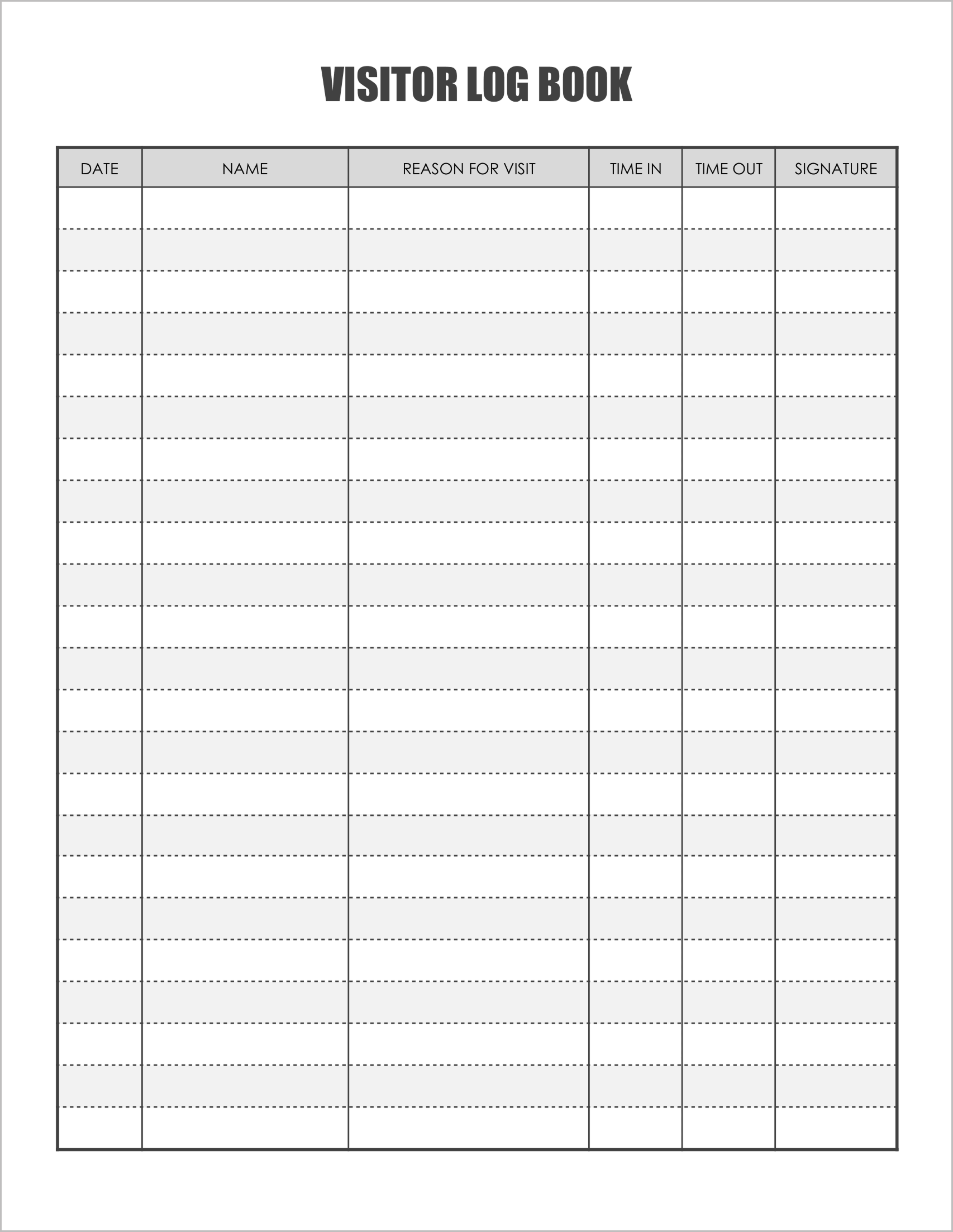 5 Free Visitor Log Templates