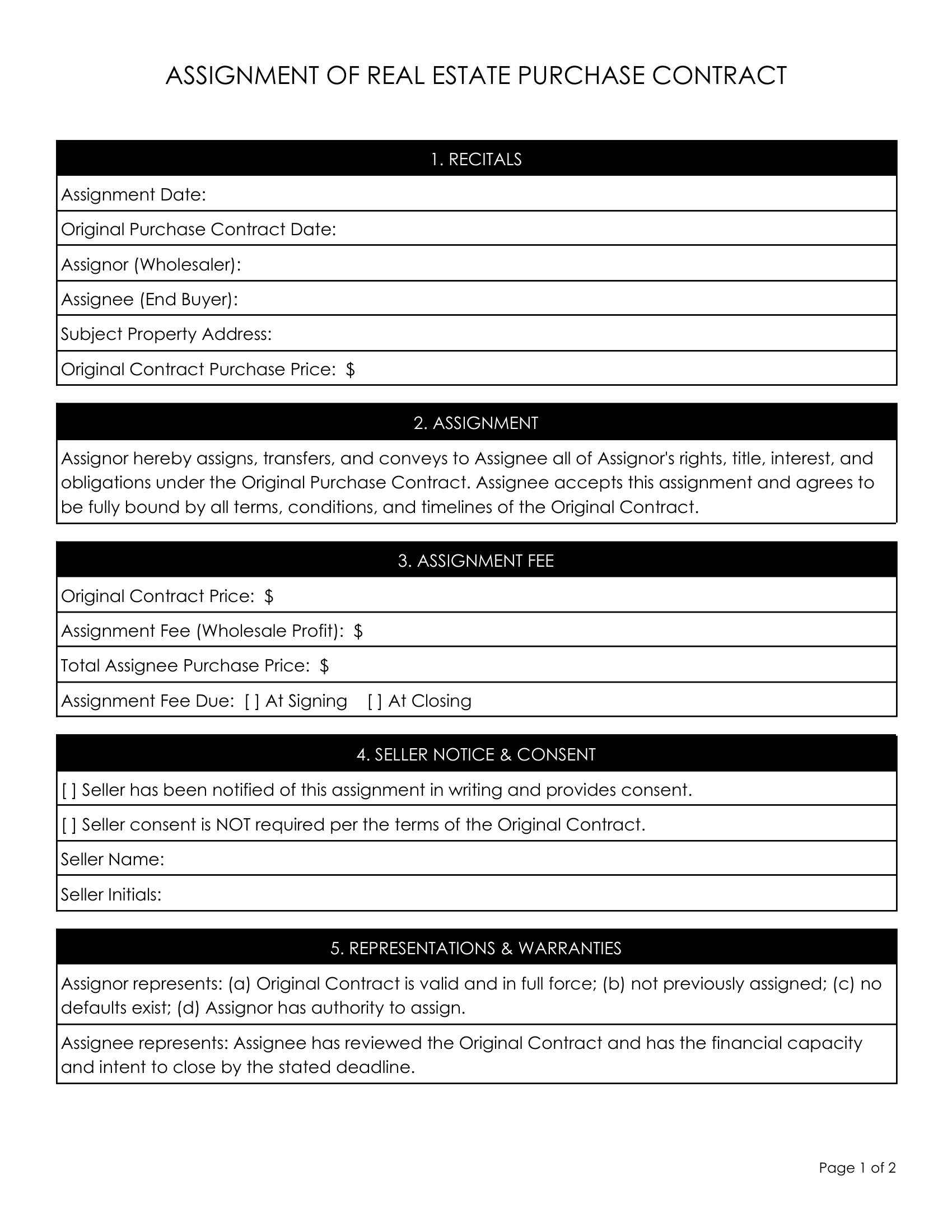 3. Standalone Assignment of Contract