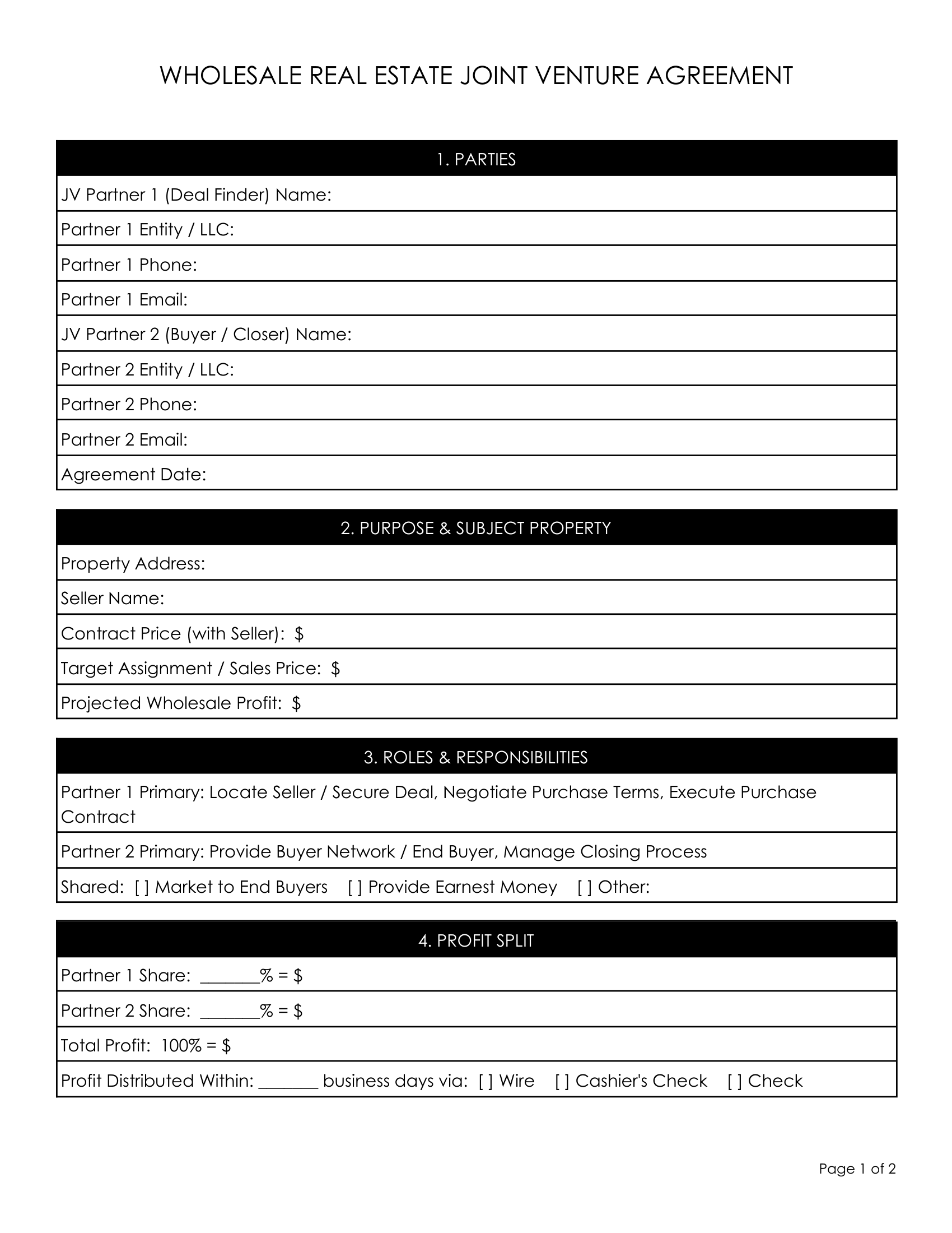 5. Joint Venture Co-Wholesale Agreement