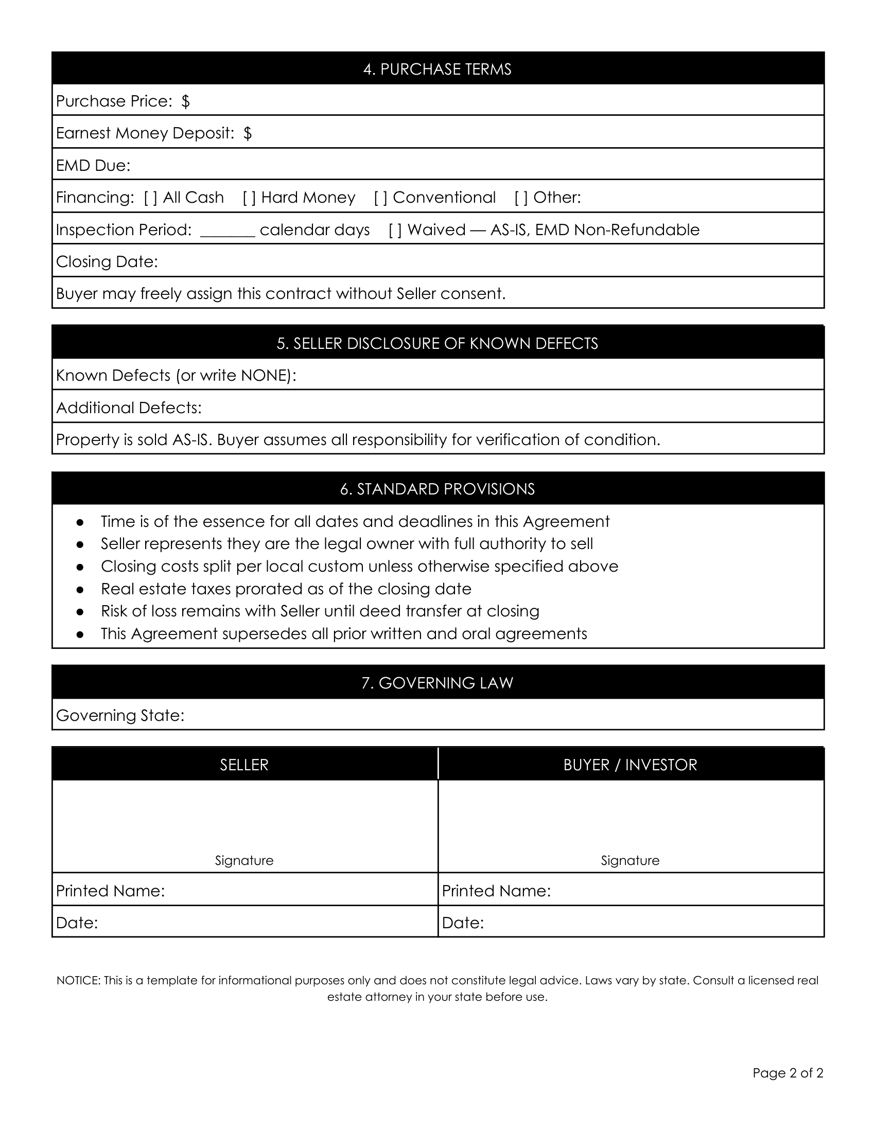 7. Purchase and Sale Agreement with ARV & Equity Analysis