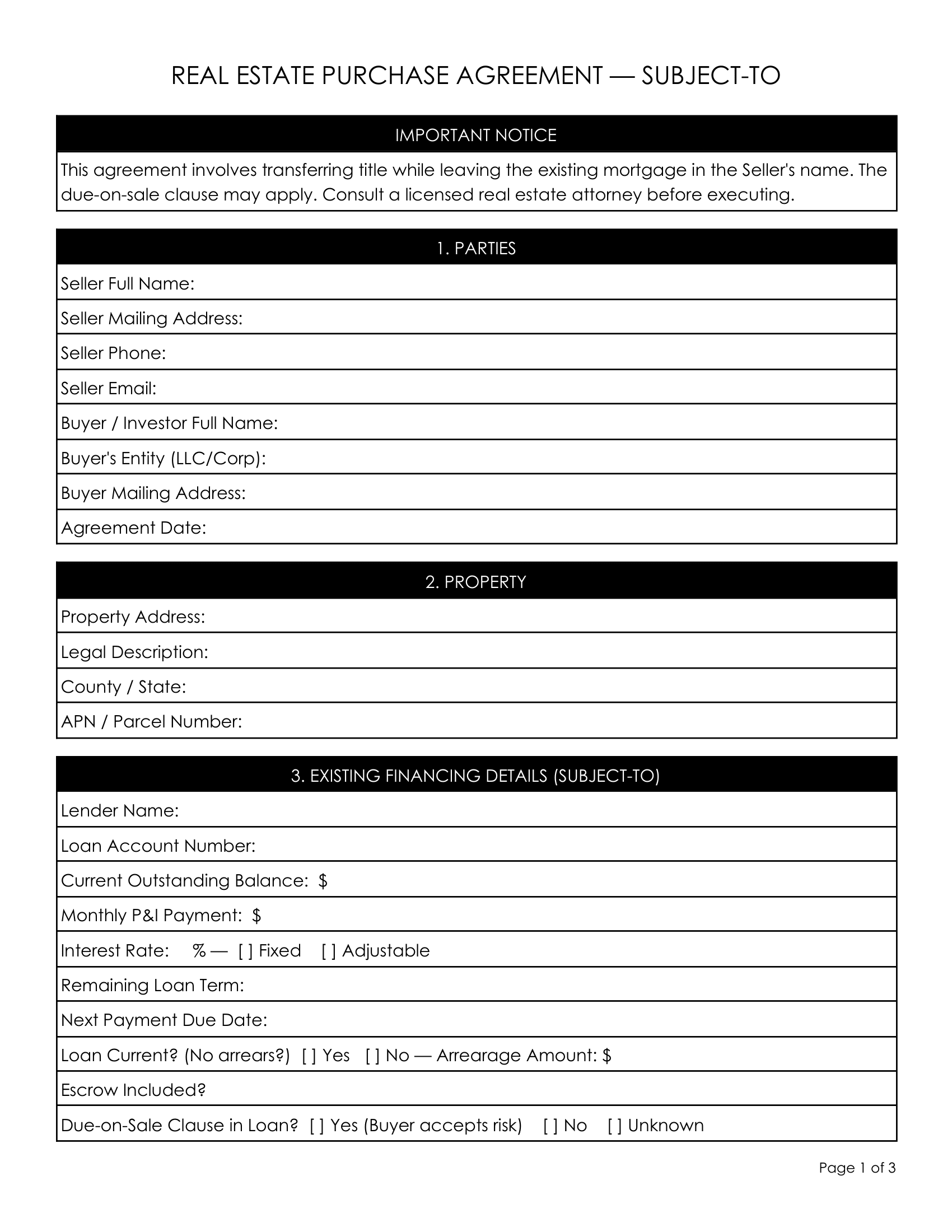 9. Subject-To Wholesale Hybrid Contract