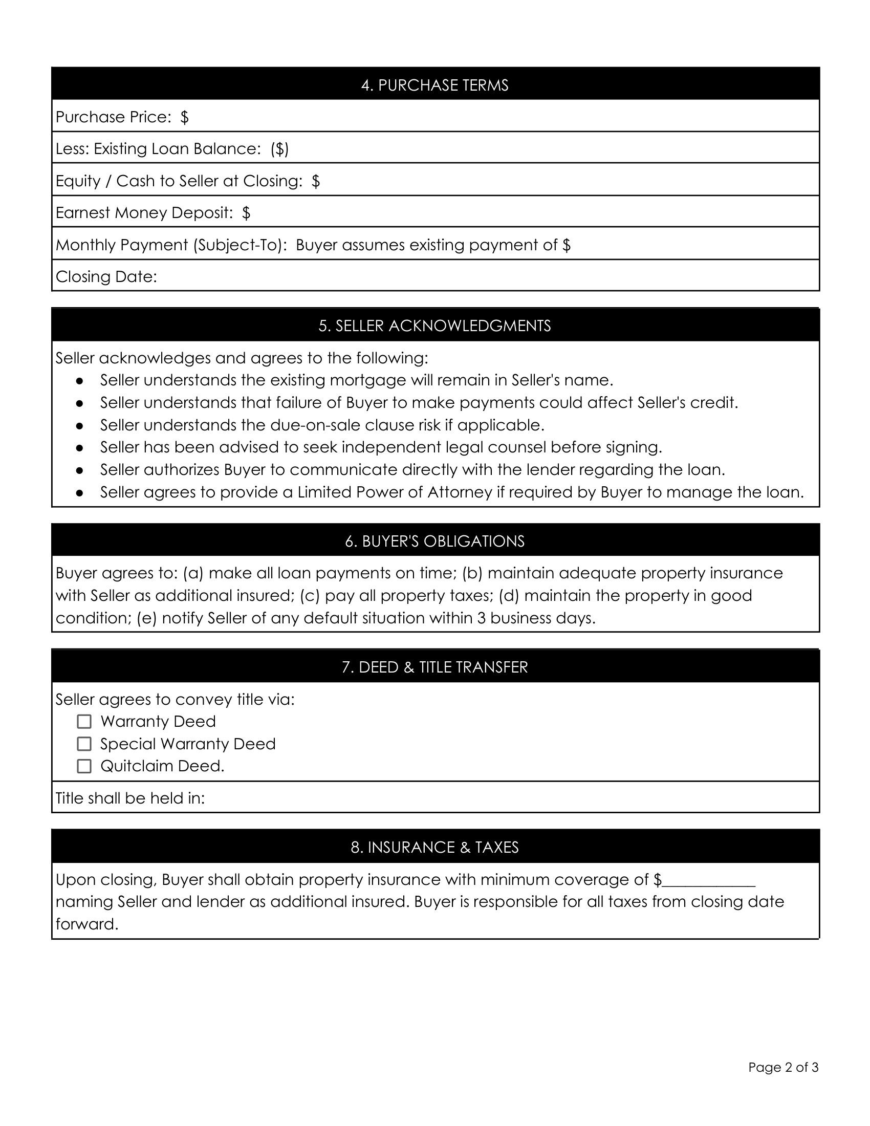 9. Subject-To Wholesale Hybrid Contract