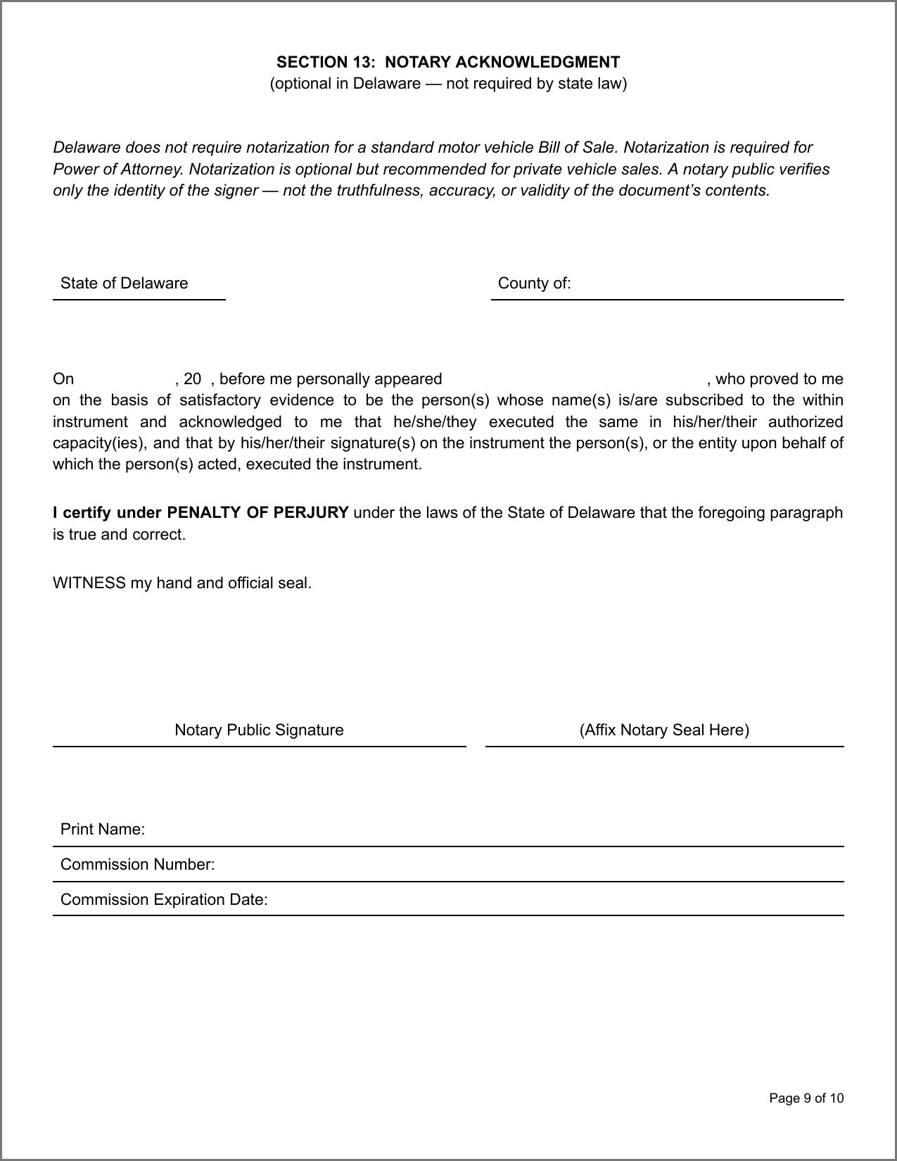 Free Connecticut Motor Vehicle Bill of Sale Template Page 2